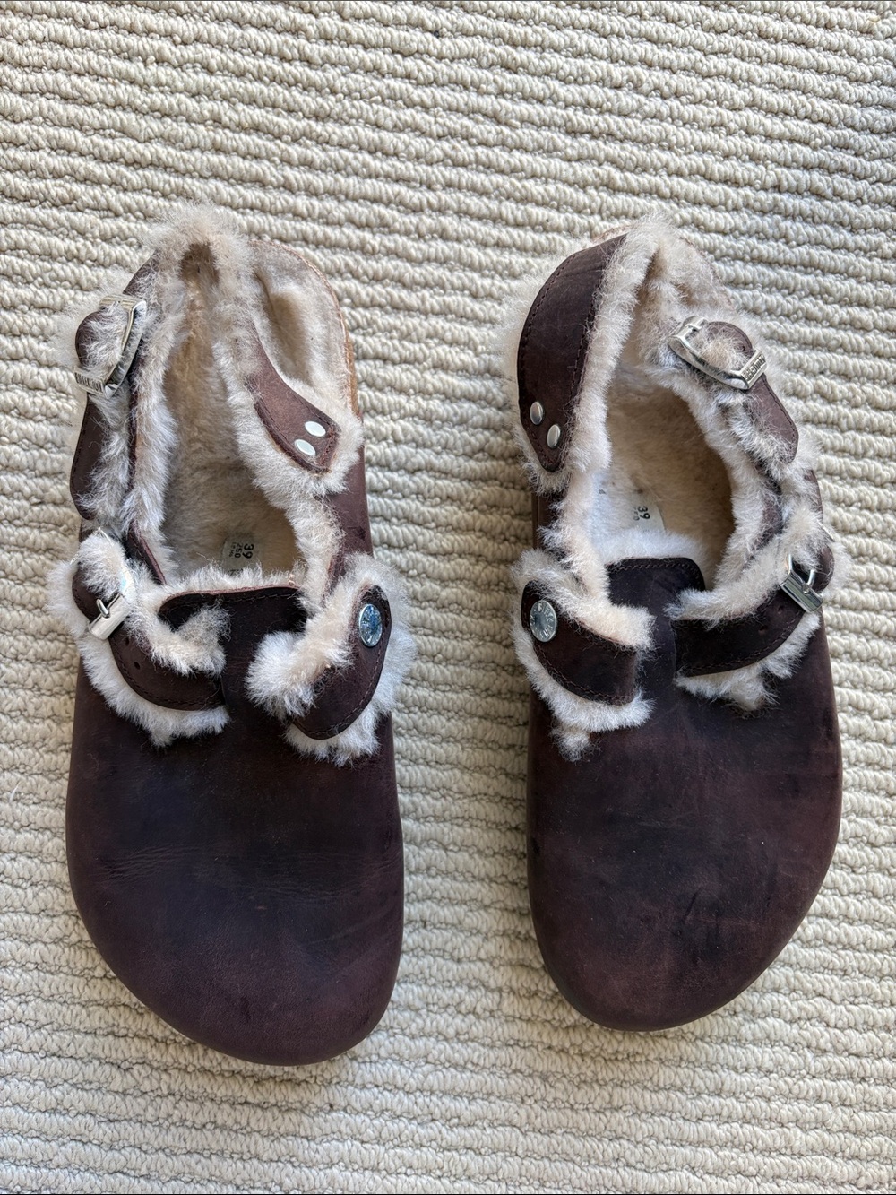 New Birkenstock Tokio Shealing Brown Slip-On Clogs